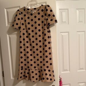 Joy Joy Beige Dress with Black Polka Dots